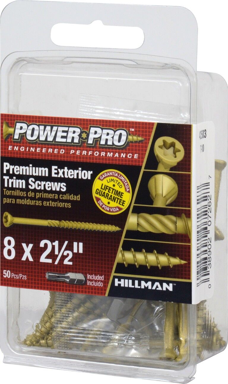 Hillman Power Pro Premium Exterior Trim Screws, #8 x 2 1/2-In, 50-Pc