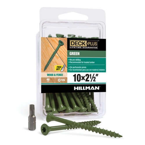 Hillman Deck Plus Green Deck Screws, #10 X 2-1/2 In