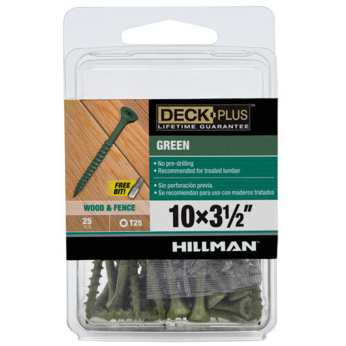 Hillman Deck Plus Green Deck Screws, #10 X 3-1/2 In