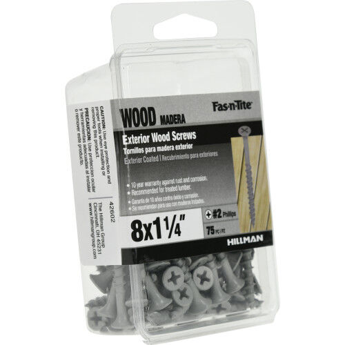 Hillman Fas-N-Tite XL-Deck 10 Year Phil Exterior Wood Screws, 8 X 1-1/4 In