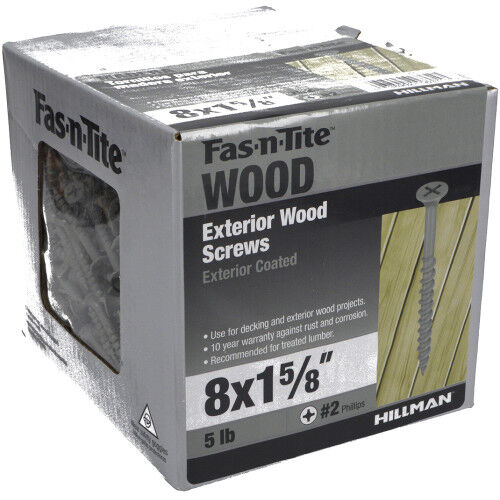 Hillman Fas-N-Tite Exterior Coated Wood Screws, #8 x 1 5/8-In, 5-Lb