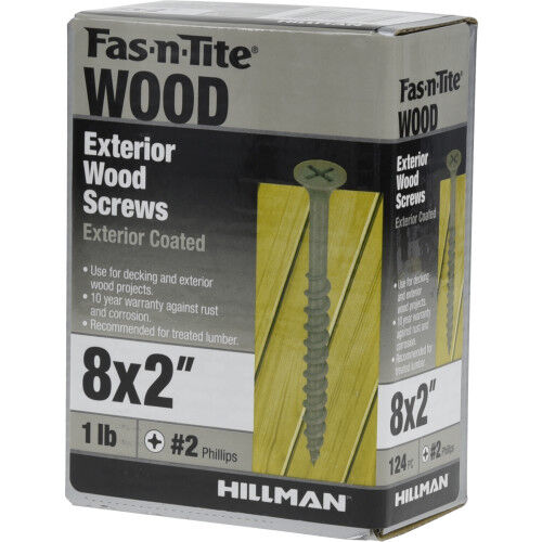 Hillman Fas-N-Tite Exterior Coated Wood Screws, #8 x 2-In, 1-Lb