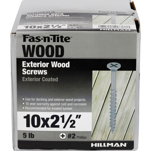 Hillman Fas-N-Tite Exterior Coated Wood Screws, #10 x 2 1/2-In, 5-Lb