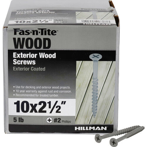 Hillman Fas-N-Tite Exterior Coated Wood Screws, #10 x 2 1/2-In, 5-Lb