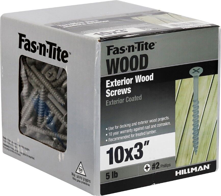 Hillman Fas-N-Tite Exterior Coated Wood Screws, #10 x 3-In, 5-Lb