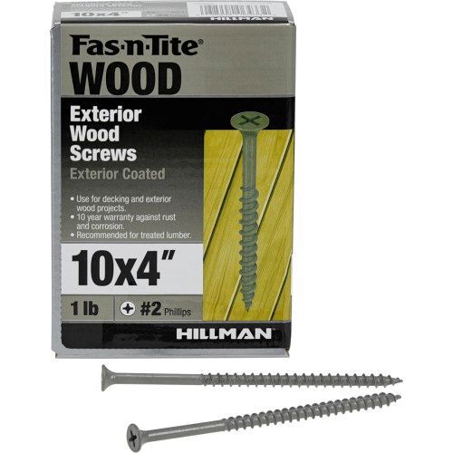 Hillman Fas-N-Tite Exterior Coated Wood Screws, #10 x 4-In, 43-Pk