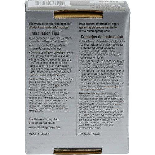 Hillman Fas-N-Tite Exterior Coated Wood Screws, #10 x 4-In, 43-Pk