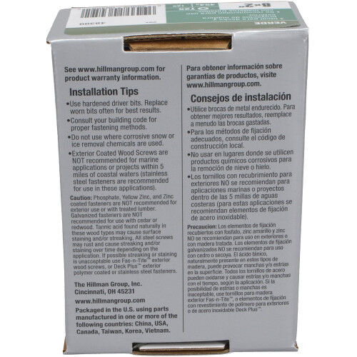 Hillman Deck Plus Green Deck Screws, #8 X 2-In, 1-Lb Box