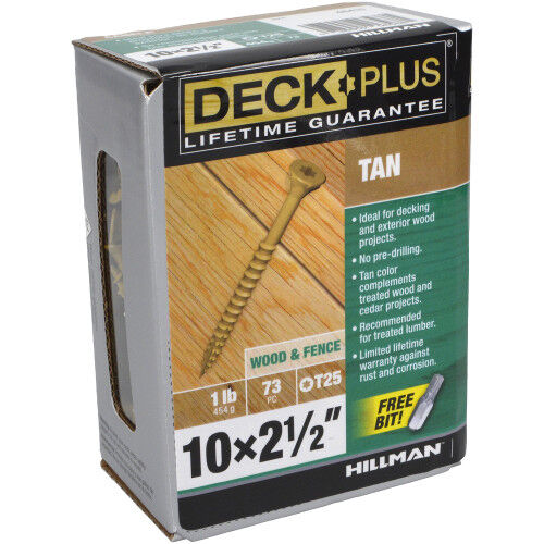 Hillman Deck Plus Tan Deck Screws, #10 X 2-1/ -In, 1-Lb Box