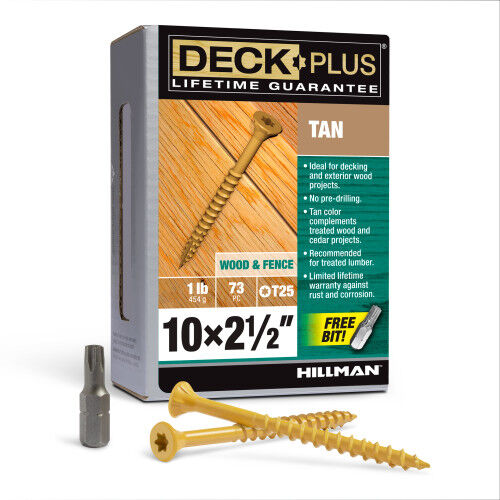 Hillman Deck Plus Tan Deck Screws, #10 X 2-1/ -In, 1-Lb Box