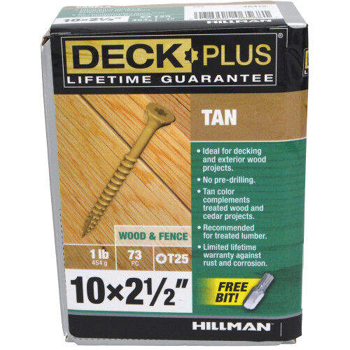 Hillman Deck Plus Tan Deck Screws, #10 X 2-1/ -In, 1-Lb Box