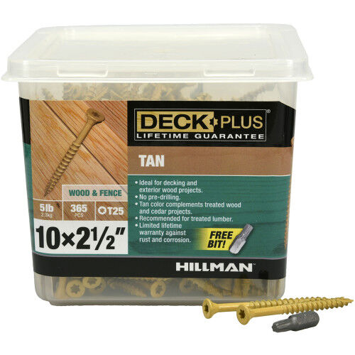 Hillman Deck Plus Tan Deck Screws, #10 x 2 1/2-In, 5-Lb