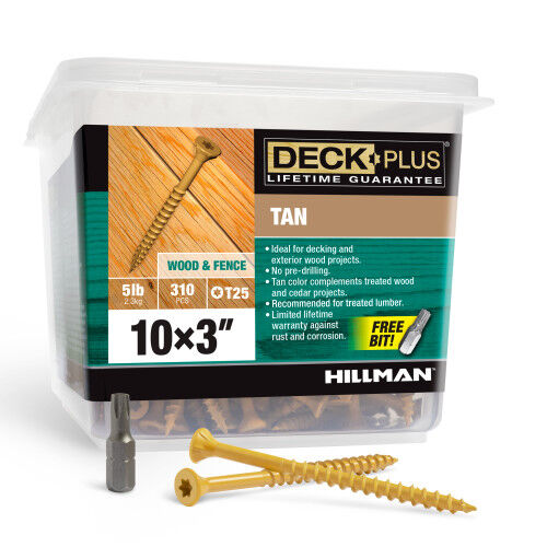 Hillman Deck Plus Tan Deck Screws, #10 X 3-In, 5-Lb