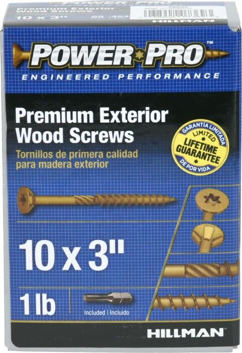 Hillman Power Pro Premium Bronze Exterior Wood Screws, #10 x 3-In, 1-Lb
