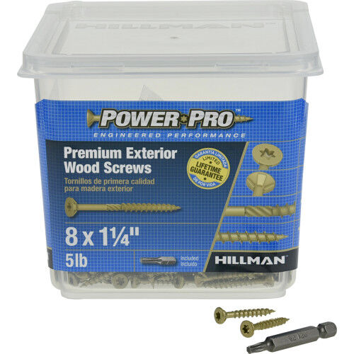 Hillman Power Pro Bronze Premium Exterior Wood Screws #8 X 1-1/4 In, 5-Lb Box