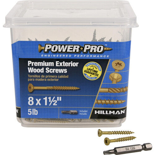 Hillman Power Pro Premium Exterior Wood Screws, #8 x 1 1/2-In, 5-Lb