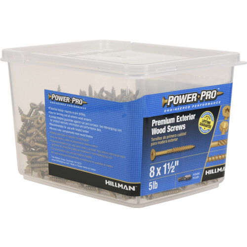 Hillman Power Pro Premium Exterior Wood Screws, #8 x 1 1/2-In, 5-Lb
