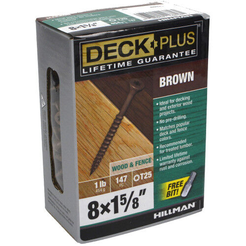 Hillman Deck Plus Brown Deck Screws, #8 X 1-5/8 In, 1-Lb
