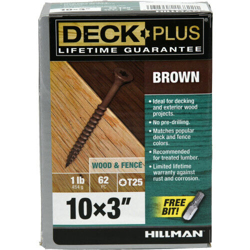 Hillman Deck Plus Brown Deck Screws, #10 x 3-In
