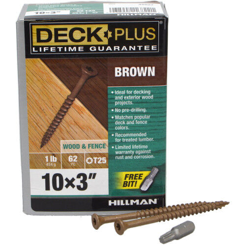 Hillman Deck Plus Brown Deck Screws, #10 x 3-In