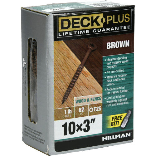 Hillman Deck Plus Brown Deck Screws, #10 x 3-In