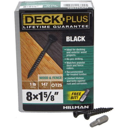 Hillman Deck Plus Black Deck Screws, #8 x 1-5/8-In, 1-Lb