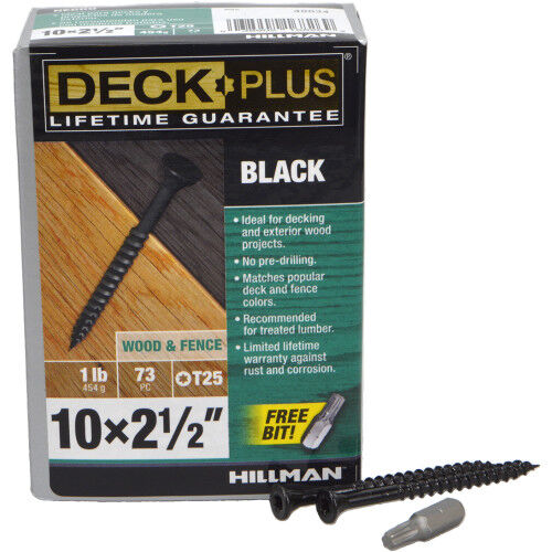 Hillman Deck Plus Black Deck Screws #10 X 2-1/2-In, 1-Lb Box
