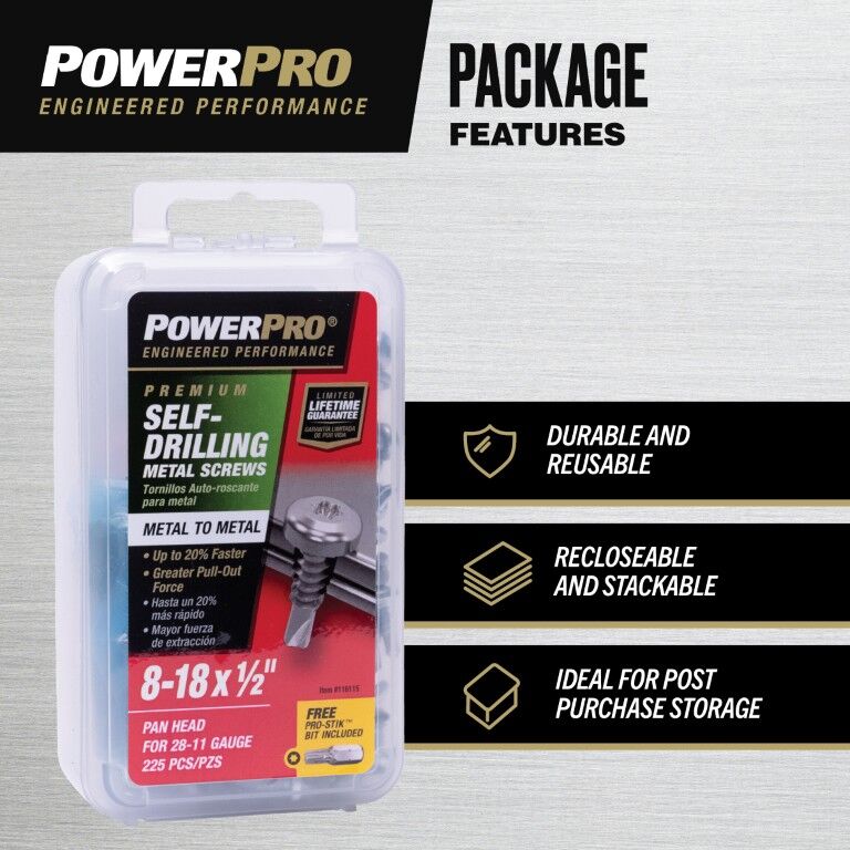 Hillman Power Pro Premium Star Drive Pan Sheet Metal Screws, #8 - 32 x 1/2-In, 225-Pc