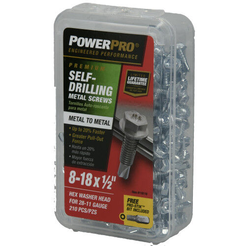 Hillman Power Pro Premium Star Drive Hex Washer Sheet Metal Screws, #8-32 X 1/2-In, 210-Pc