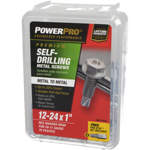 Hillman Power Pro Star Drive Hex Washer #12-24 X 1-In Sheet Metal Screws, 1-Lb