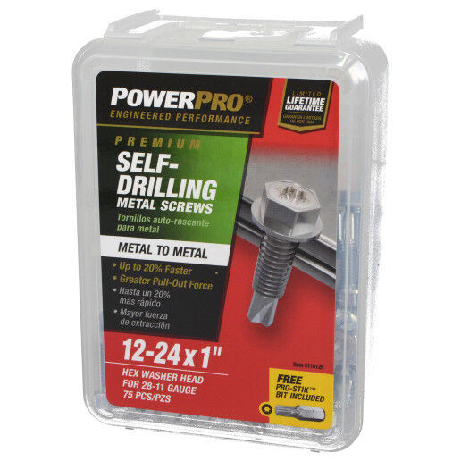 Hillman Power Pro Star Drive Hex Washer #12-24 X 1-In Sheet Metal Screws, 1-Lb
