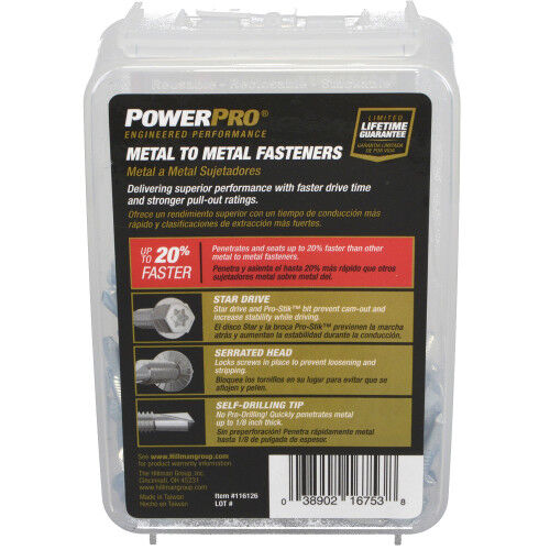 Hillman Power Pro Star Drive Hex Washer #12-24 X 1-In Sheet Metal Screws, 1-Lb