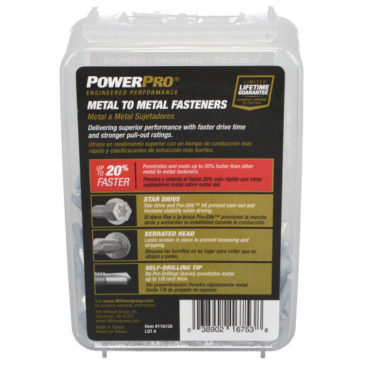 Hillman Power Pro Star Drive Hex Washer #12-24 X 1-In Sheet Metal Screws, 1-Lb