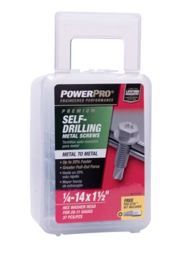 Hillman Power Pro Premium Self-Drilling Metal Screws, 1/4 - 14 X 1-1/2-In, 1-Lb Box