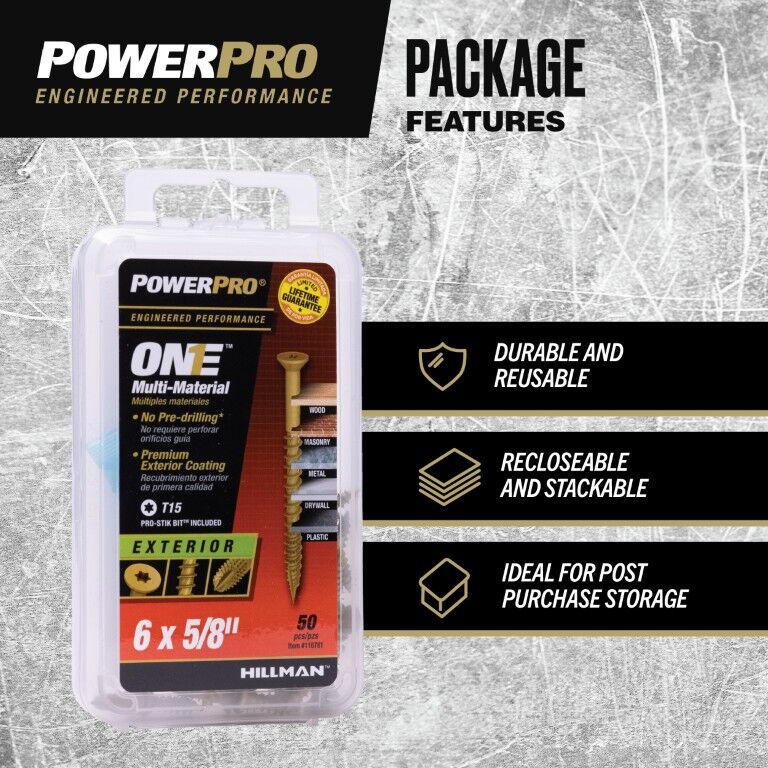 Hillman Power Pro ONE Flat Exterior Bronze Multi-Material Screws, #6 x 5/8-In, 50-Pc