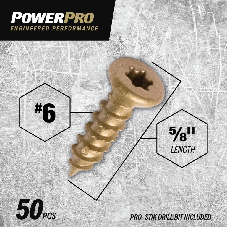 Hillman Power Pro ONE Flat Exterior Bronze Multi-Material Screws, #6 x 5/8-In, 50-Pc