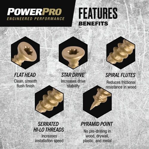 Hillman Power Pro One Flat Exterior Bronze Multi-Material Screw, #8 X 1-In, 35-Pc