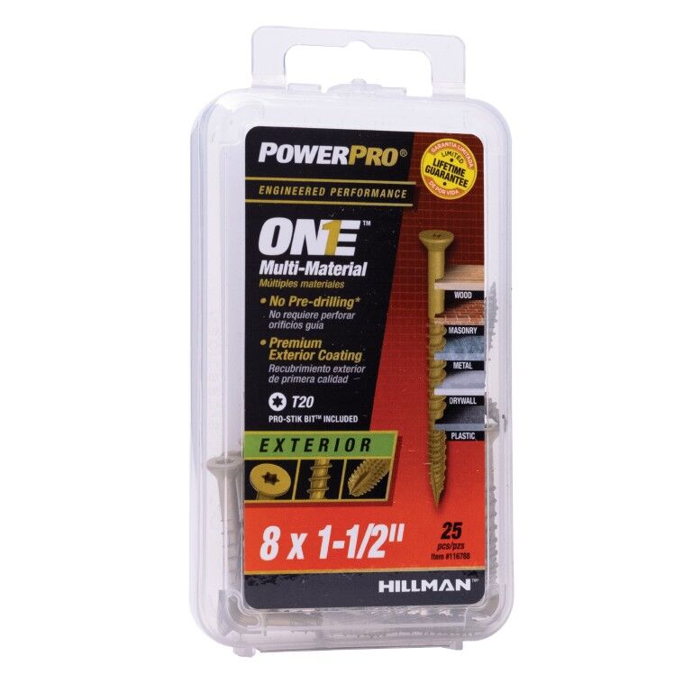 Hillman Power Pro ONE Flat Exterior Bronze Multi-Material Screws, #8 x 1 1/2-In, 25-Pc