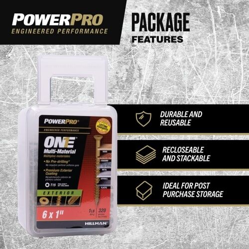 Hillman Power Pro ONE Flat Exterior Bronze Multi-Material Screws, #6 X 1-In, 1-Lb Box
