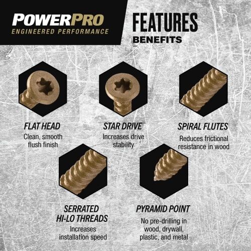 Hillman Power Pro ONE Flat Exterior Bronze Multi-Material Screws, #6 X 1-In, 1-Lb Box