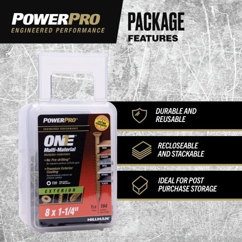 Hillman Power Pro One Flat Exterior Bronze Multi-Material Screws, #8 x 1 1/4-In, 1-Lb