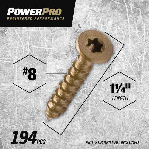 Hillman Power Pro One Flat Exterior Bronze Multi-Material Screws, #8 x 1 1/4-In, 1-Lb
