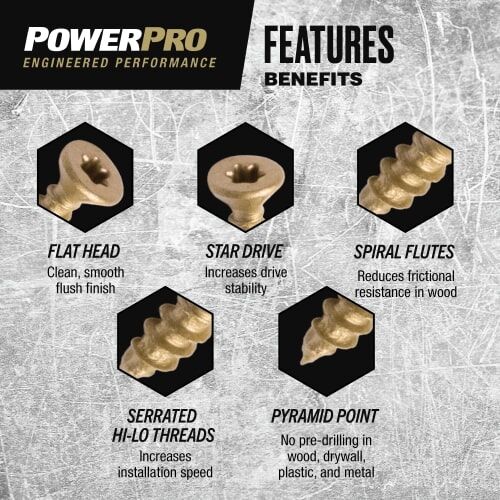 Hillman Power Pro ONE Flat Exterior Bronze Multi-Material Screws, #8 x 1 1/2-In, 1-Lb
