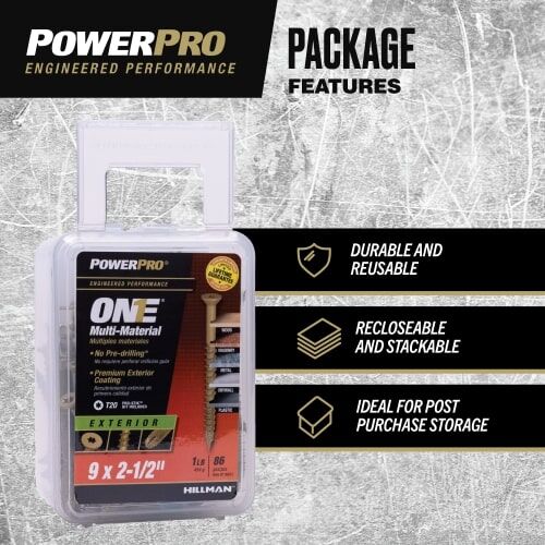 Hillman Power Pro ONE Bronze Exterior Flat Multi-Material Screws, #9 x 2 1/2-In, 1-Lb
