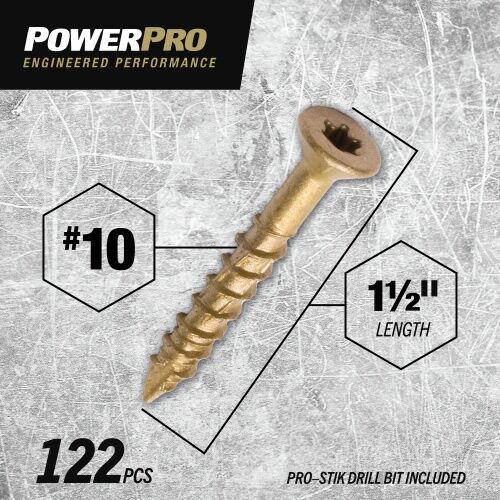 Hillman Power Pro ONE Flat Exterior Bronze Multi-Material Screws, #10 X 1-1/2-In, 1-Lb Box