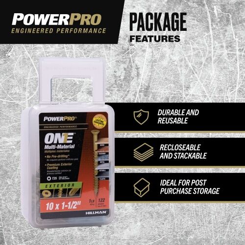Hillman Power Pro ONE Flat Exterior Bronze Multi-Material Screws, #10 X 1-1/2-In, 1-Lb Box