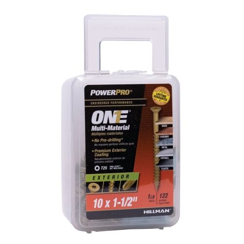 Hillman Power Pro ONE Flat Exterior Bronze Multi-Material Screws, #10 X 1-1/2-In, 1-Lb Box