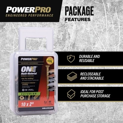 Power Pro ONE Flat Exterior Bronze Multi-Material Screws, #10 X 2-In, 1-Lb Box