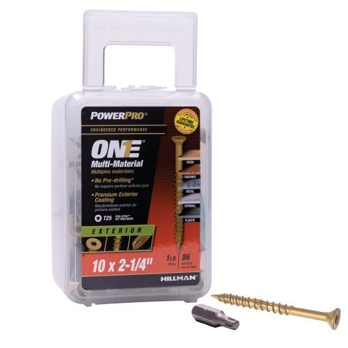 Hillman Power Pro ONE Flat Exterior Bronze Multi-Material Screws, #10 x 2-1/4-In, 86-Pk