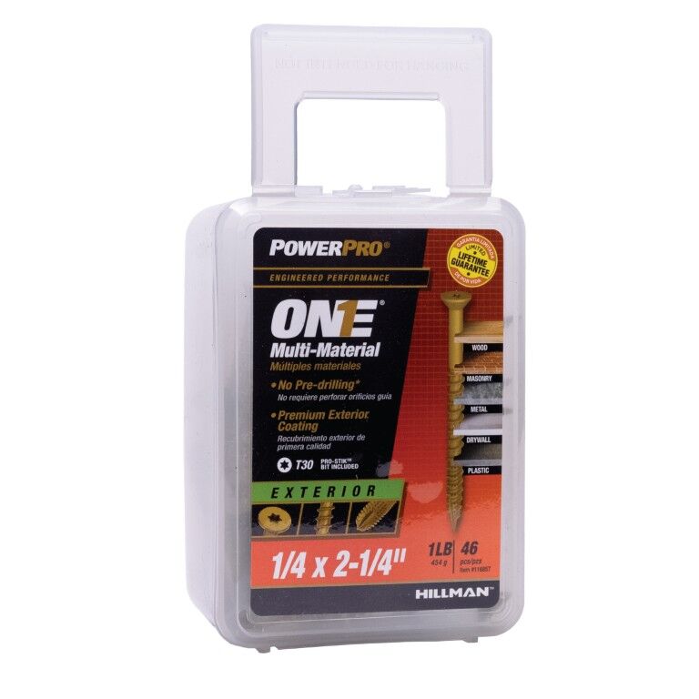 Hillman Power Pro ONE Flat Exterior Bronze Multi-Material Screws, 1-/4-In x 2-1/4-In, 46-Pk